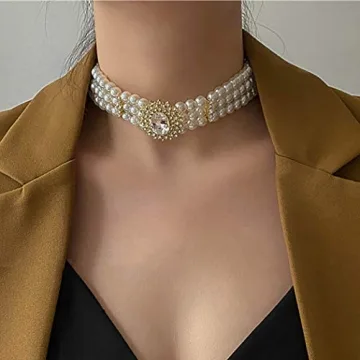 ELABEST Pearl Multi-Row Necklace for Elegant Style