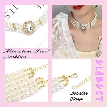 ELABEST Pearl Multi-Row Necklace for Elegant Style