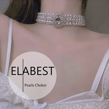 ELABEST Pearl Multi-Row Necklace for Elegant Style