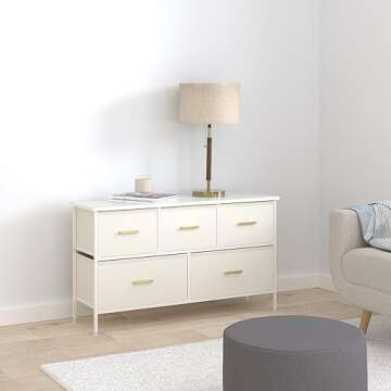 YILQQPER Dresser for Bedroom with 5 Drawers, White Dresser for Closet, Living Room, TV Stand, Nurser...