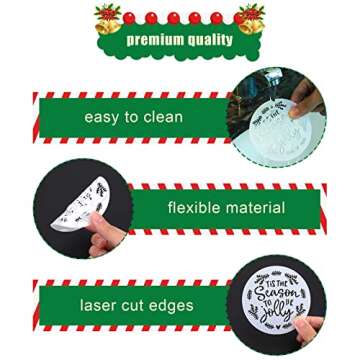 25pcs Christmas Stencils for Painting, 4inch Reusable Christmas Templates Merry Christmas Stencils for Drawing on Cookies Wood Sign Canvas Window Fabric Paper Crafts (Round)