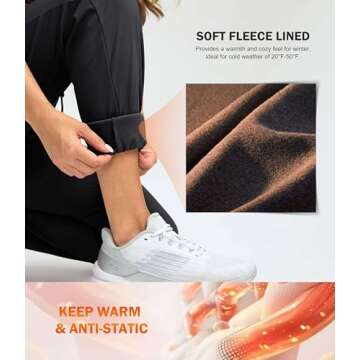 G Gradual Women's Fleece Lined Joggers 28"/30"/32" High Waisted Sweatpants Water Resistant Thermal Warm Pants Zipper Pockets(Black,30-Medium)