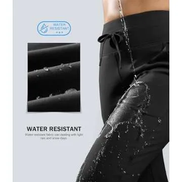 G Gradual Women's Fleece Lined Joggers 28"/30"/32" High Waisted Sweatpants Water Resistant Thermal Warm Pants Zipper Pockets(Black,30-Medium)