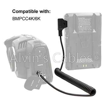 Alvin's Cables BMPCC 4K 6K to D Tap Power Cable for Blackmagic Pocket Cinema Camera 4K| 6K| pro Weipu 2 Pin Female to P Tap Coiled Cable