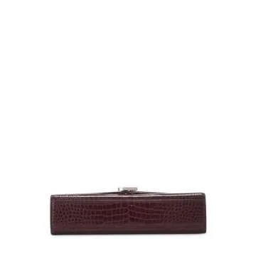 Yves Saint Laurent Burgundy Embossed Envelope Shoulder Bag