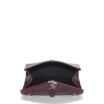 Yves Saint Laurent Burgundy Embossed Envelope Shoulder Bag