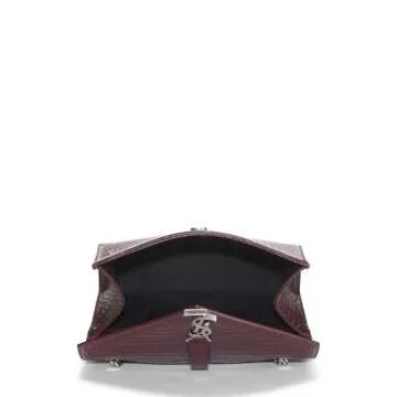 Yves Saint Laurent Burgundy Embossed Envelope Shoulder Bag