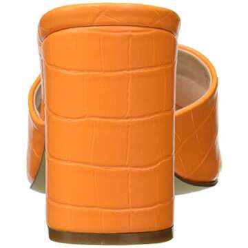 The Drop Women's Pattie High Block Heeled Mule Sandal, Carrot Orange, 6.5