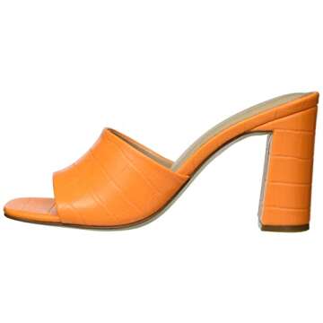 The Drop Women's Pattie High Block Heeled Mule Sandal, Carrot Orange, 6.5