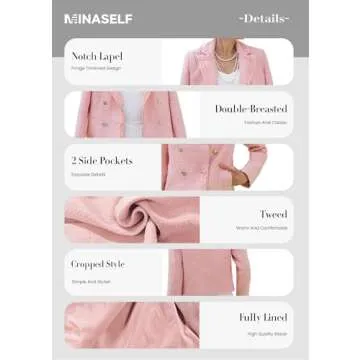 Work Blazer Jackets for Women Office Professional Blazers 2024 Business Casual Sweater Blazer Jackets Work Outfits Clothes Interview Attire Suits Clothing Blouse Tops Pink L