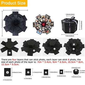 Creative Explosion Box 6 Faces Photo Album Box, Love Memory DIY Handmade Photo Album Scrapbook, Surprise Box for Birthday, Anniversary, Wedding, Valentine's Day, Christmas, Thanksgiving (6 Face)