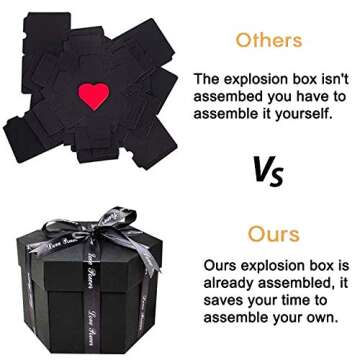 Creative Explosion Box 6 Faces Photo Album Box, Love Memory DIY Handmade Photo Album Scrapbook, Surprise Box for Birthday, Anniversary, Wedding, Valentine's Day, Christmas, Thanksgiving (6 Face)