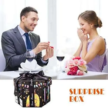 Creative Explosion Box 6 Faces Photo Album Box, Love Memory DIY Handmade Photo Album Scrapbook, Surprise Box for Birthday, Anniversary, Wedding, Valentine's Day, Christmas, Thanksgiving (6 Face)