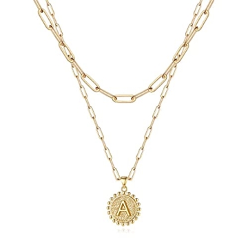 Ursteel Layered Initial Necklace for Women in Gold