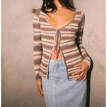 2023 Women Ribbed Knit Crop Cardigan for Stylish Nights Out