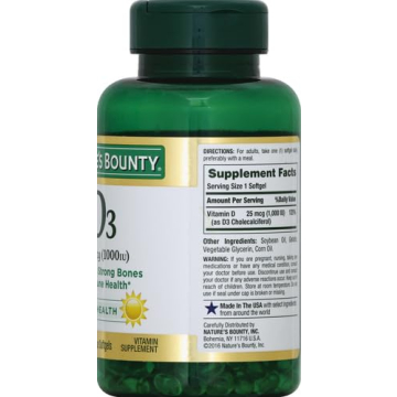 Nature's Bounty Vitamin D3 250 Softgels for Health