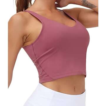 Women’s Longline Sports Bra Wirefree Padded Medium Support Yoga Bras Gym Running Workout Tank Tops...