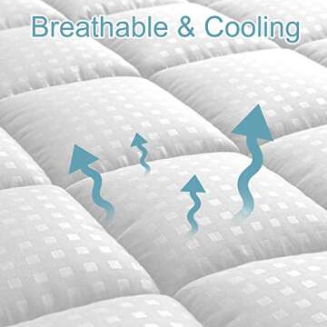 HYLEORY King Mattress Pad Quilted Fitted Mattress Protector Cooling Pillow Top Mattress Cover Breath...