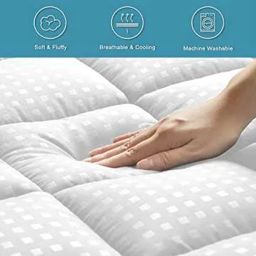 HYLEORY King Mattress Pad Quilted Fitted Mattress Protector Cooling Pillow Top Mattress Cover Breathable Fluffy Soft Mattress Topper with 8-21" Deep Pocket