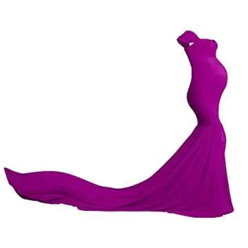 Women Sleeveless Maternity Off Shoulder Mermaid Chiffon Gown V Neck Elegant Slim Fitted Maxi Trailin...