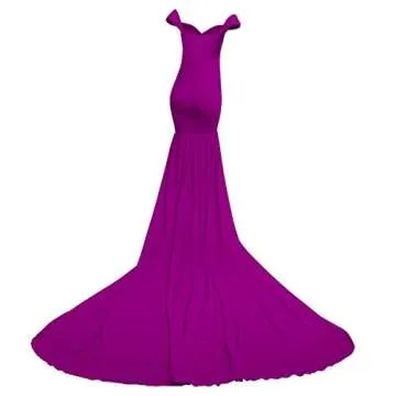 Elegant Off Shoulder Maternity Chiffon Gown for Photoshoots