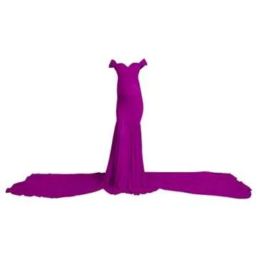 Elegant Off Shoulder Maternity Chiffon Gown for Photoshoots