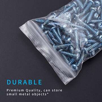 Small Plastic Bags, 300 PCS Mini Baggies, 3 Assorted Sizes, Transparent Jewelry Bags Reclosable, Clear Bags, Resealable Poly Bags for Pill, Beads, Screws, Packaging