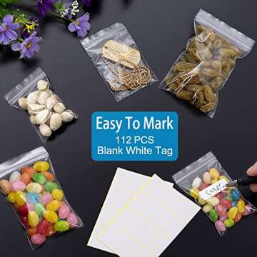 Small Plastic Bags, 300 PCS Mini Baggies, 3 Assorted Sizes, Transparent Jewelry Bags Reclosable, Clear Bags, Resealable Poly Bags for Pill, Beads, Screws, Packaging