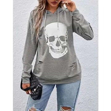 Blooming Jelly Skull Graphic Sweatshirt for Women