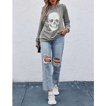 Blooming Jelly Skull Graphic Sweatshirt for Women