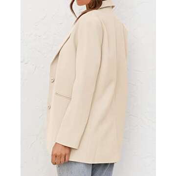 MEROKEETY Women's 2024 Fall Casual Blazers Long Sleeve Lapel Open Front Button Work Blazer Jackets with Pockets, Apricot, M