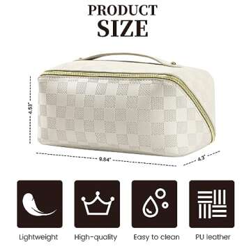 Makeup Bag - Large Capacity Travel Cosmetic Bag for Women, Multifunctional Open Flat Toiletry Bag wi...
