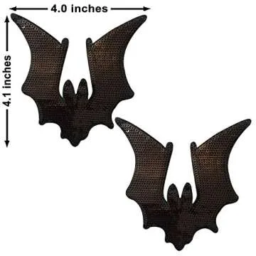 Neva Nude Sequin Large Bat Nipztix Pasties Nipple Covers for Festivals, Raves, Parties, Lingerie and More, Medical Grade Adhesive, Waterproof and Sweatproof, Made in USA