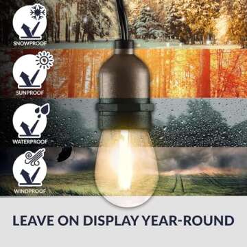 Newhouse Lighting Outdoor String Lights 48-foot Weatherproof