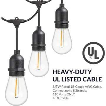 Newhouse Lighting Outdoor String Lights 48-foot Weatherproof