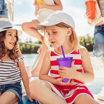 Reusable Plastic Cups with Lids Straws: 12Pcs 16oz Colorful Bulk Party Cups/BPA-Free Dishwasher-Safe Cold Drink Travel Tumblers for Iced Beverage Water Smoothie Coffee for Adults Kids (M-16 oz)