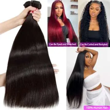 Straight Human Hair Bundles 12A Brazilian Human Hair 3 Bundles 100% Unprocessed Virgin Human Hair Weave Bundles for Black Women Straight Bundles Human Hair Extensions Natural Black Color 20 22 24 Inch