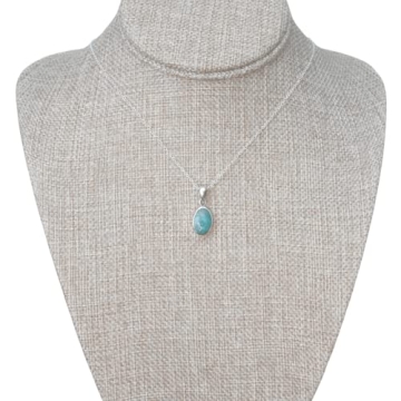 Elegant Natural Turquoise Pendant Necklace in Silver