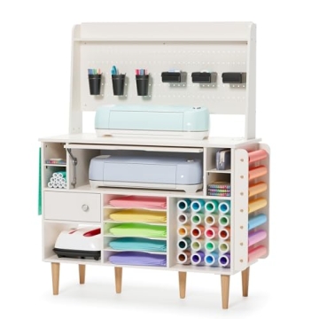 𝐂𝐫𝐚𝐟𝐢𝐭 Organization and Storage Cabinet for Cricut Machines, Craft Cart Table with...