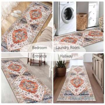 Aopota Hallway Runner Rug 2'x6' Washable Kitchen Runner Rug Vintage Runner Rugs for Hallways Non Slip Laundry Room Rug with Rubber Backing for Bath Room Bedroom Kitchen Laundry Room