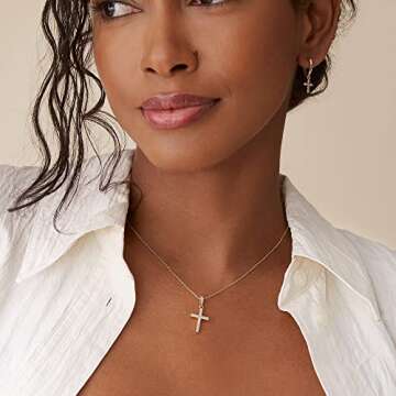 PAVOI Rhodium Plated Cubic Zirconia Cross Necklace for Women - Elegant Layered Cross Pendant - Gold ...