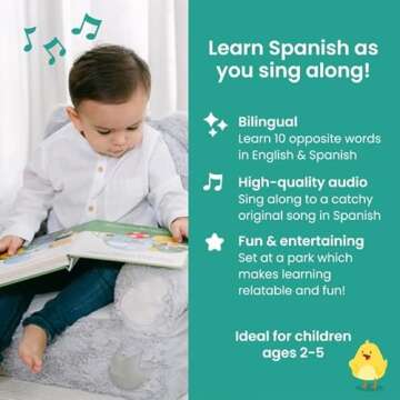 Binibi Spanish Musical Book for Babies & Toddlers 1-3 ⁠Opuestos en el parque | Spanish Learning for Kids | Bilingual Children's Book | Sound Book | Libro en español para bebés