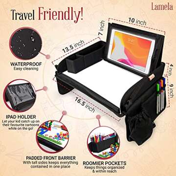 Lamela Kids Travel Tray - Kids Car Seat Lap Tray for Toddler & Kids Car Seat Activities - Learn, Pla...