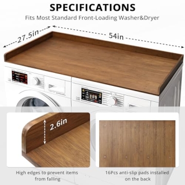 GASHELL Bamboo Washer Dryer Countertop for Laundry Rooms
