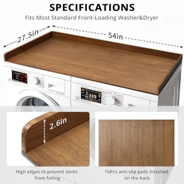 GASHELL Bamboo Washer Dryer Countertop for Laundry Rooms