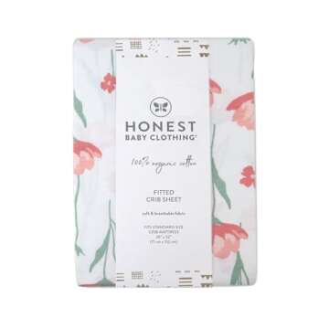 HonestBaby Fitted Crib Sheets - 100% Organic Cotton, Adorable Designs for Cribs and Bassinets