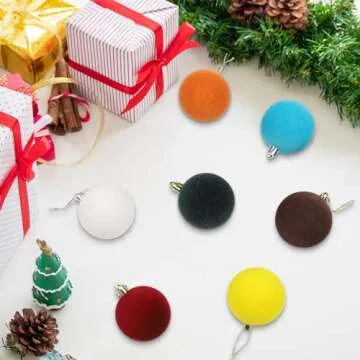 Velvet Blue Christmas Balls 6 PCS Ornaments for Holiday Decor