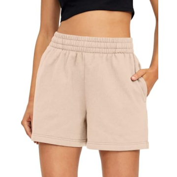 AUTOMET Womens Sweat Shorts Casual Summer Drawstring Comfy Elastic High Waist Running Clothes with P...