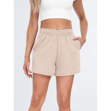 AUTOMET Womens Summer Sweat Shorts with Pockets and Drawstring