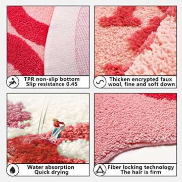 Kaupuar Girls Don't Cry Bathroom Rugs Mat Shaggy Large Non-Slip Bath Cute Bathmat Bathtub Microfiber Absorbent Shower Rug Floor for Bedroom, Shower, Living Room, 36x39in (Pink) (AL2-0023-Pink)